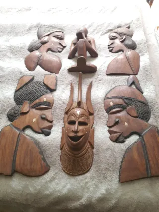 Máscaras Africanas de Madera Tallada (Set 5)