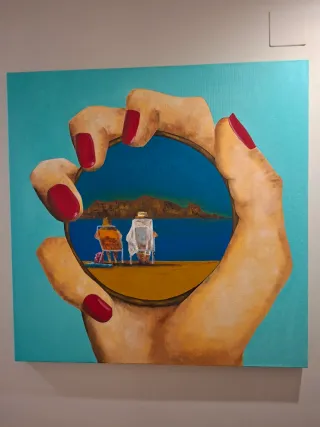 Cuadro oleo mano con espejo