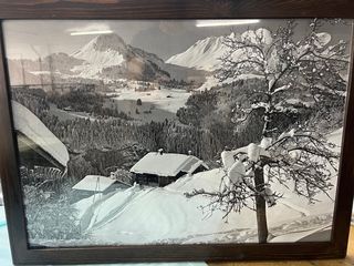 Quadro paesaggio invernale in legno