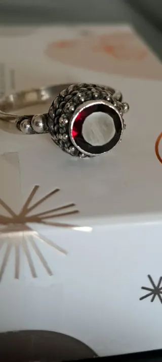 Anello Argento 925 con Granato Rosso