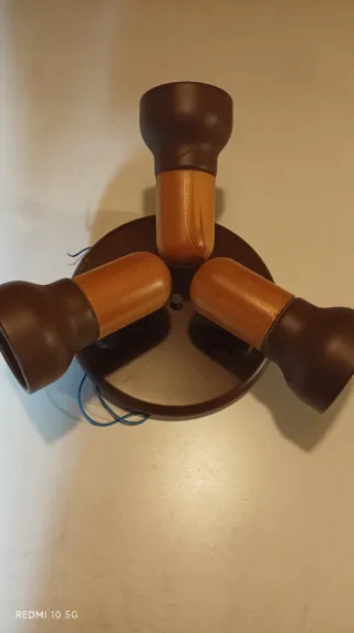 Candeeiro Teto/Parede Metal e Madeira Castanho