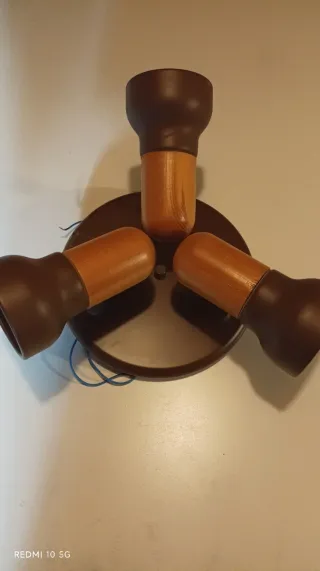 Candeeiro Teto/Parede Metal e Madeira Castanho