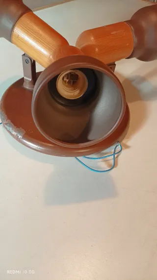 Candeeiro Teto/Parede Metal e Madeira Castanho