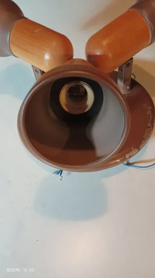 Candeeiro Teto/Parede Metal e Madeira Castanho