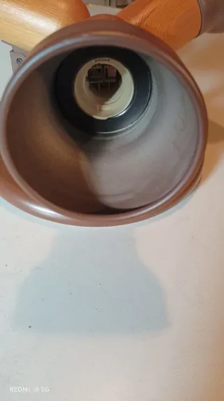 Candeeiro Teto/Parede Metal e Madeira Castanho