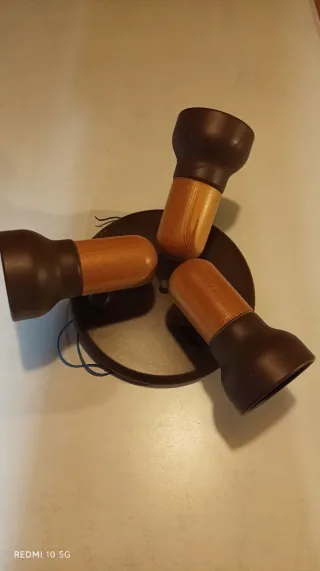 Candeeiro Teto/Parede Metal e Madeira Castanho