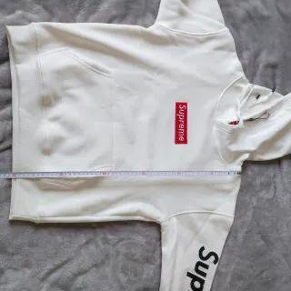 Felpa con cappuccio logo rosso - Bianca - Taglia M