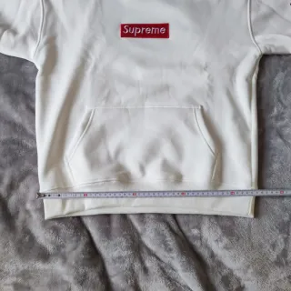 Felpa con cappuccio logo rosso - Bianca - Taglia M