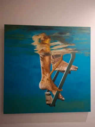 Cuadro oleo piernas y escalera