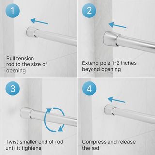 iDesign Barra per tende doccia, supporto per tende da bagno in acciaio, argento opaco