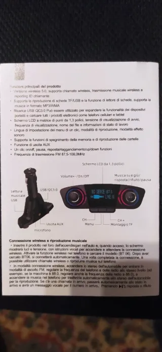 Car Kit Vivavoce Bluetooth FM Charger