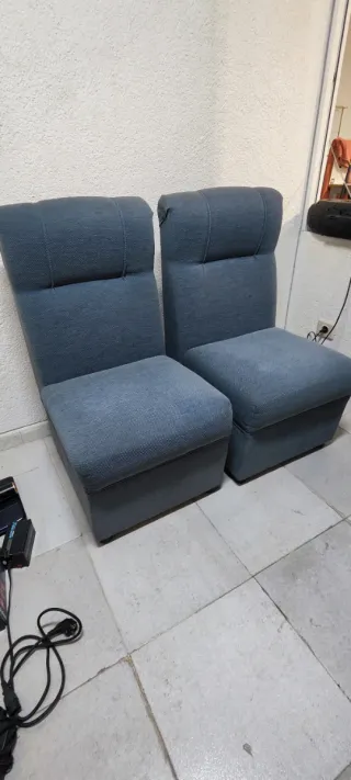 2 Butacas Altas Tela Azul/Gris 97x50