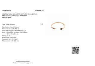 Anillo Oro Rosa Diamantes Fancy Certificado