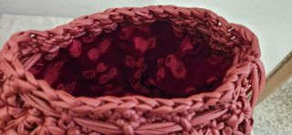 Borsa uncinetto punto stella ecopelle rossa
