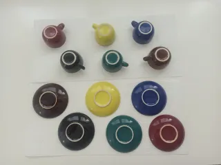Conjunto 6 Tazas y Platillos Café Multicolor