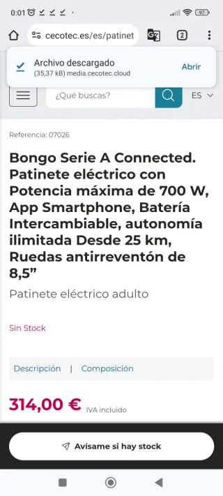 Patinete Eléctrico Cecotec Bongo Serie A Connected