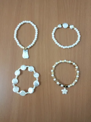 Lote 4 Pulseras Elásticas Perlas