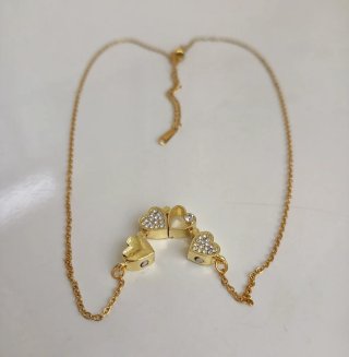 Collar Trébol Corazónes 2 en 1 Baño Oro.