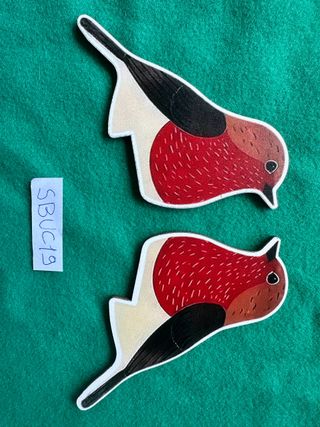 Set 2 uccellini legno angolo porta 11x9 cm