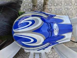 Casco Motocross KUM Talla M Azul/Plata