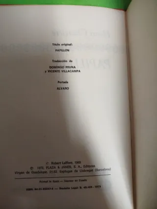 Libro antiguo papillon Henri Charrière vintage