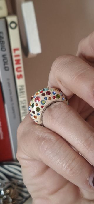 Anello Swarovski multicolore effetto glitter