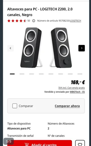 Altavoces Logitech Z200 Negros