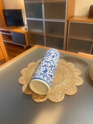 Jarrón Azul y Blanco Porcelana