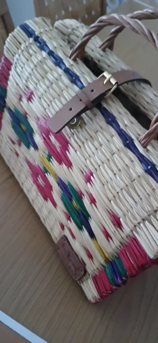 Bolso Cesta Mimbre Multicolor