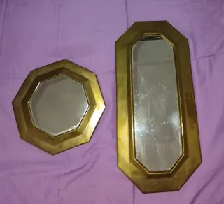 Set di 2 specchi dorati