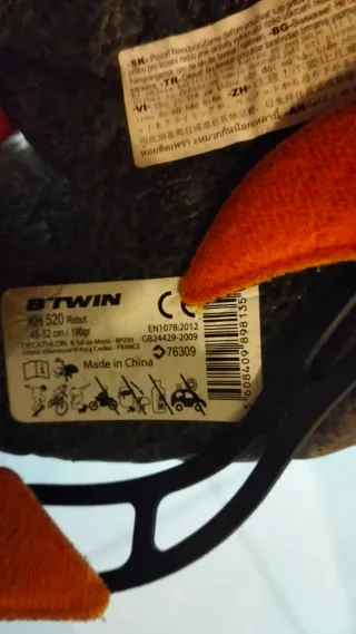 Casco infantil 48-52cm naranja y negro