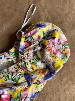 Vestido Zara Fruncido Estampado Floral Talla L