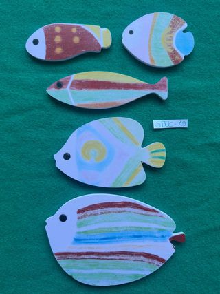 Set 5 pesci decorativi PVC stile mare assortiti
