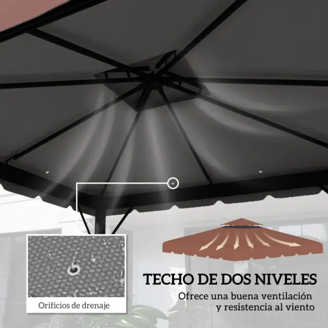 Techo de Repuesto para Cenador 3x3 m Café