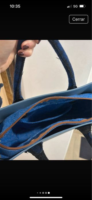 Bolso O bag azul y marrón