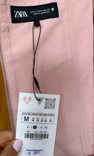 Top Zara Lazo Grande Mujer Rosa Blanco