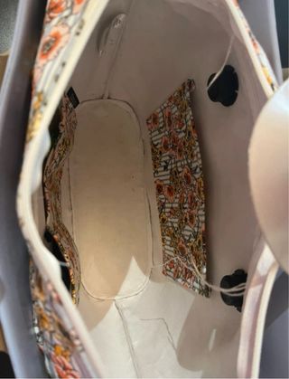 Bolso O bag azul y beige