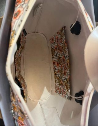 Bolso O bag azul y beige