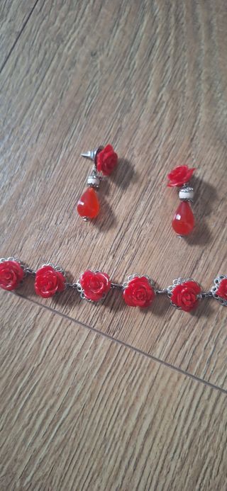 Conjunto Flamenca Niña Flores Rojas