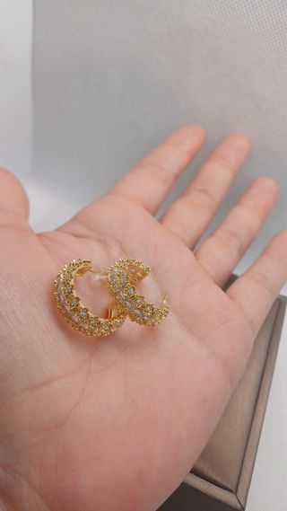 Pendientes Aro Bañados en Oro con Circonita