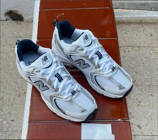 New Balance 530 Talla 40 Blanco/Plata/Azul