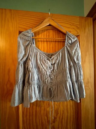 Camisa fruncida Stradivarius azul