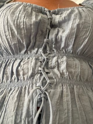 Camisa fruncida Stradivarius azul