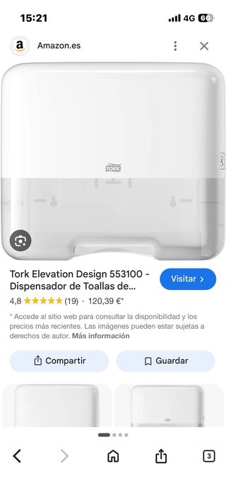 Dispensador Tork Blanco y Transparente