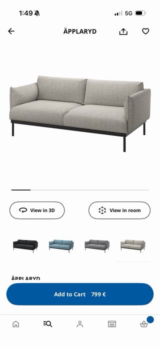 Sofá IKEA gris tela