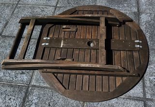 Mesa redonda madera plegable 90cm