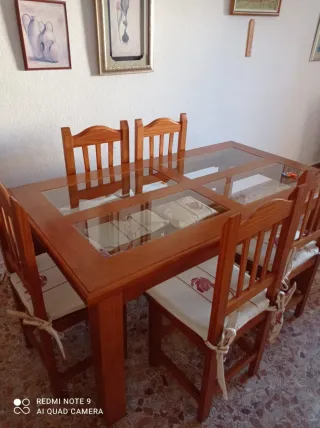 Muebles de salón madera y cristal (10 pzs)