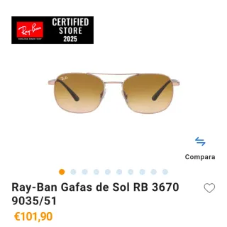 Gafas de Sol Ray-Ban Aviador Dorado Marrón