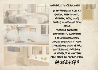 LIMPIEZA DE VACACIONALES, CONSULTE SU PRESUPUESTO!