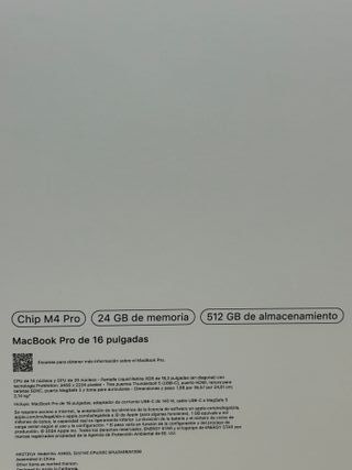 MacBook Pro 16 M4 Pro 24gb+ 512gb NUEVO PRECINTAD